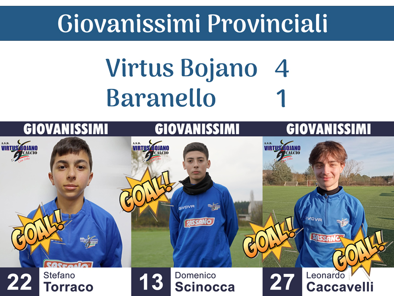 Giovanissimi Provinciali: Virtus Bojano – Baranello: 4-1